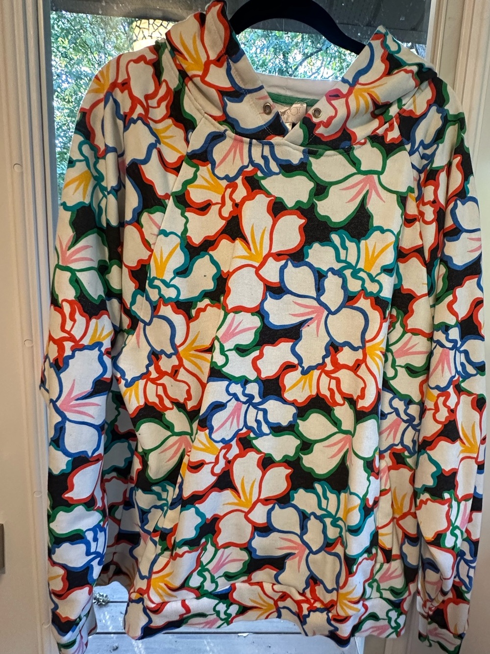 Beach Riot Bright Floral Hoodie Sweatshirt Size L